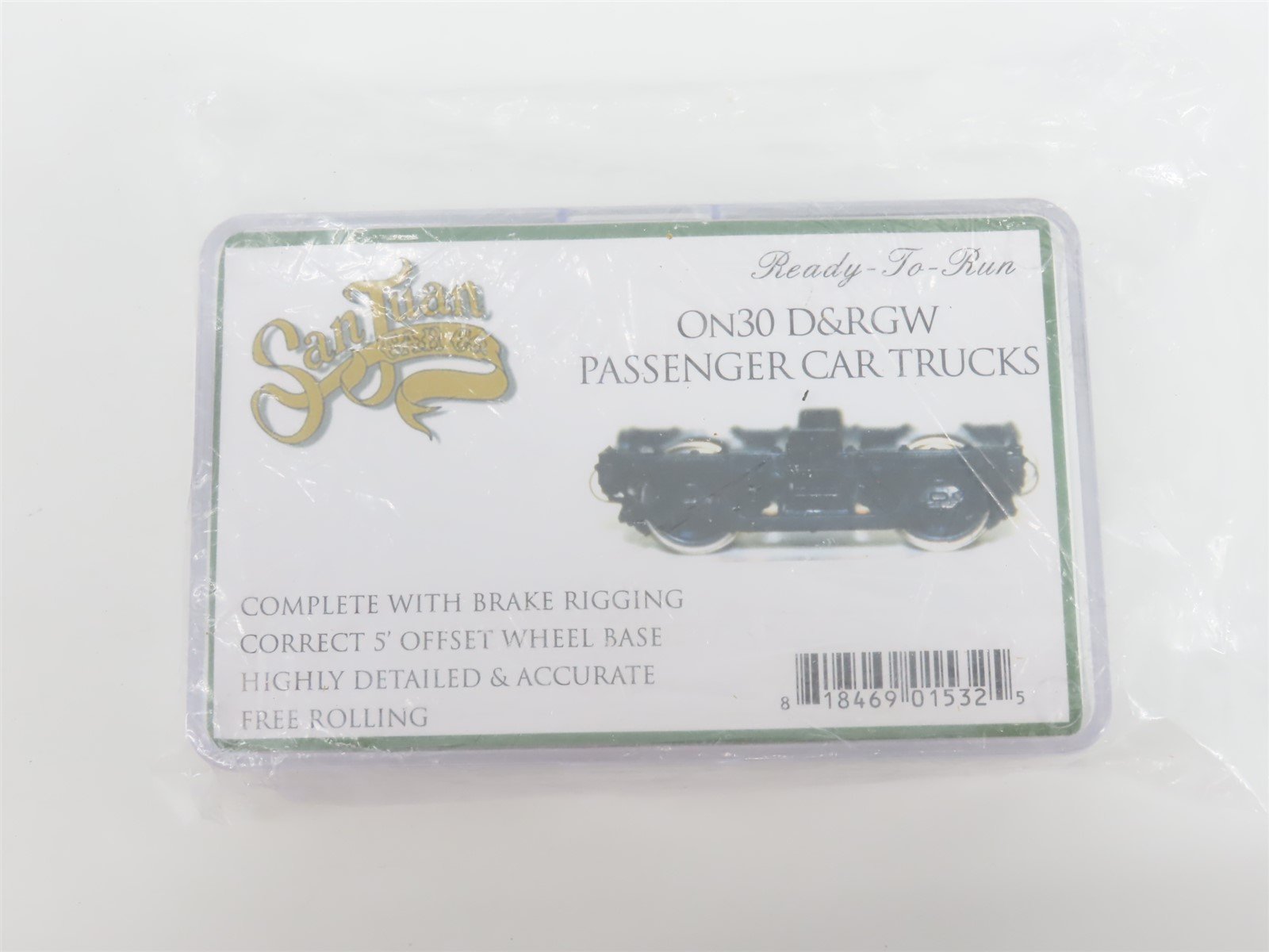 On30 Scale San Juan Car Co. 218-30 D&RGW 2-Axle Passenger Trucks w/Metal Wheels