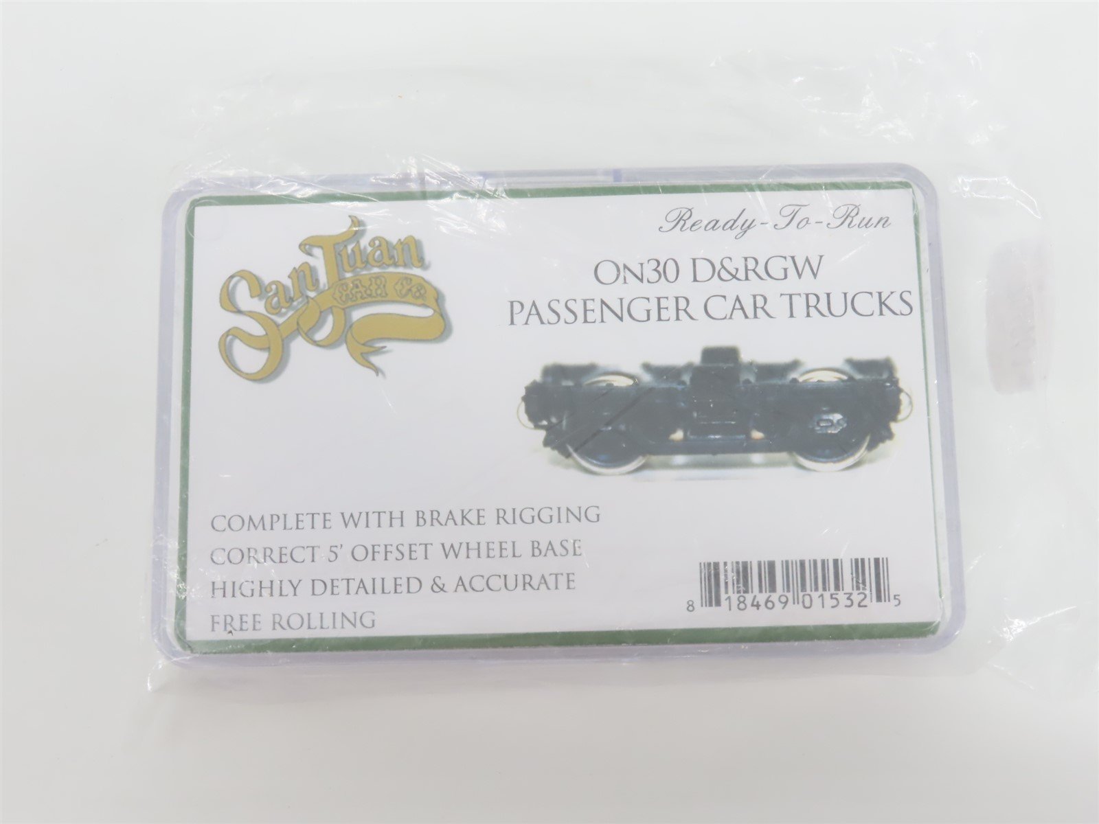 On30 Scale San Juan Car Co. 218-30 D&RGW 2-Axle Passenger Trucks w/Metal Wheels