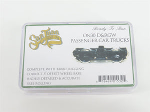 On30 Scale San Juan Car Co. 218-30 D&RGW 2-Axle Passenger Trucks w/Metal Wheels