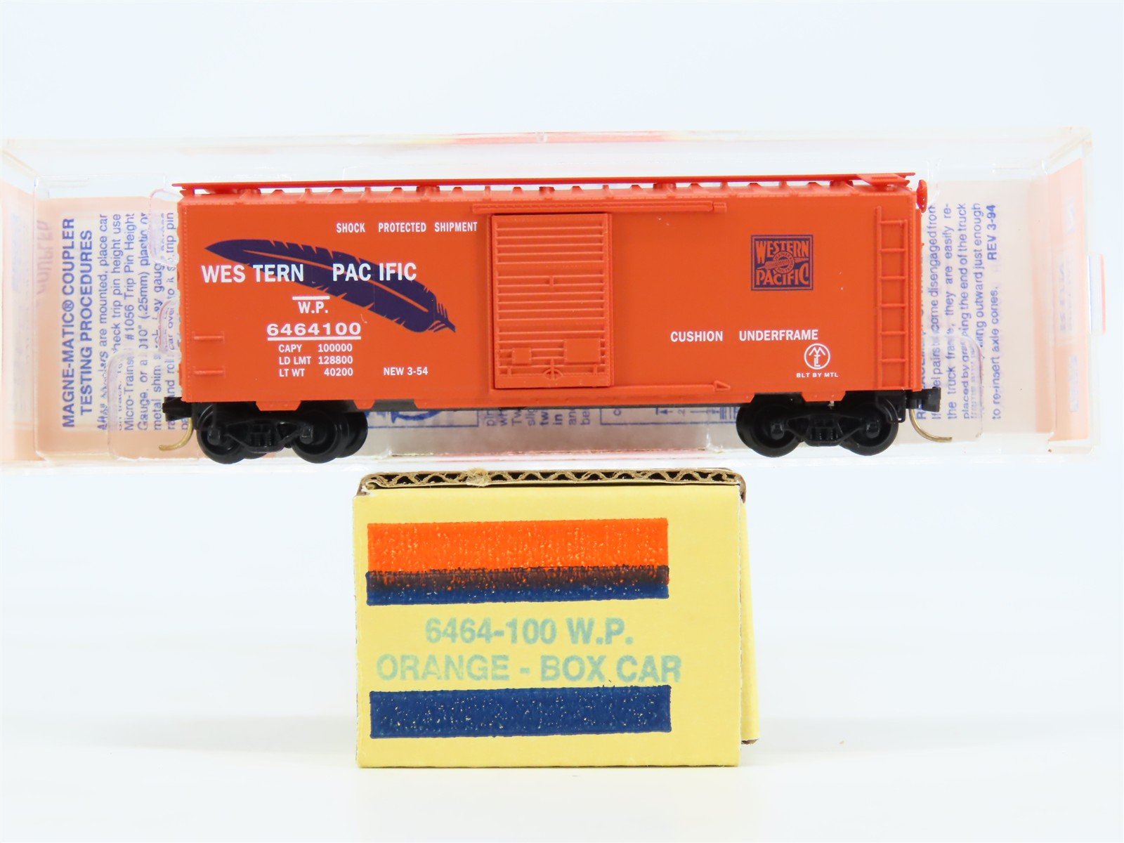 N Scale Micro-Trains MTL 6464-100 Lowell Smith WP Feather "Orange" Box Car