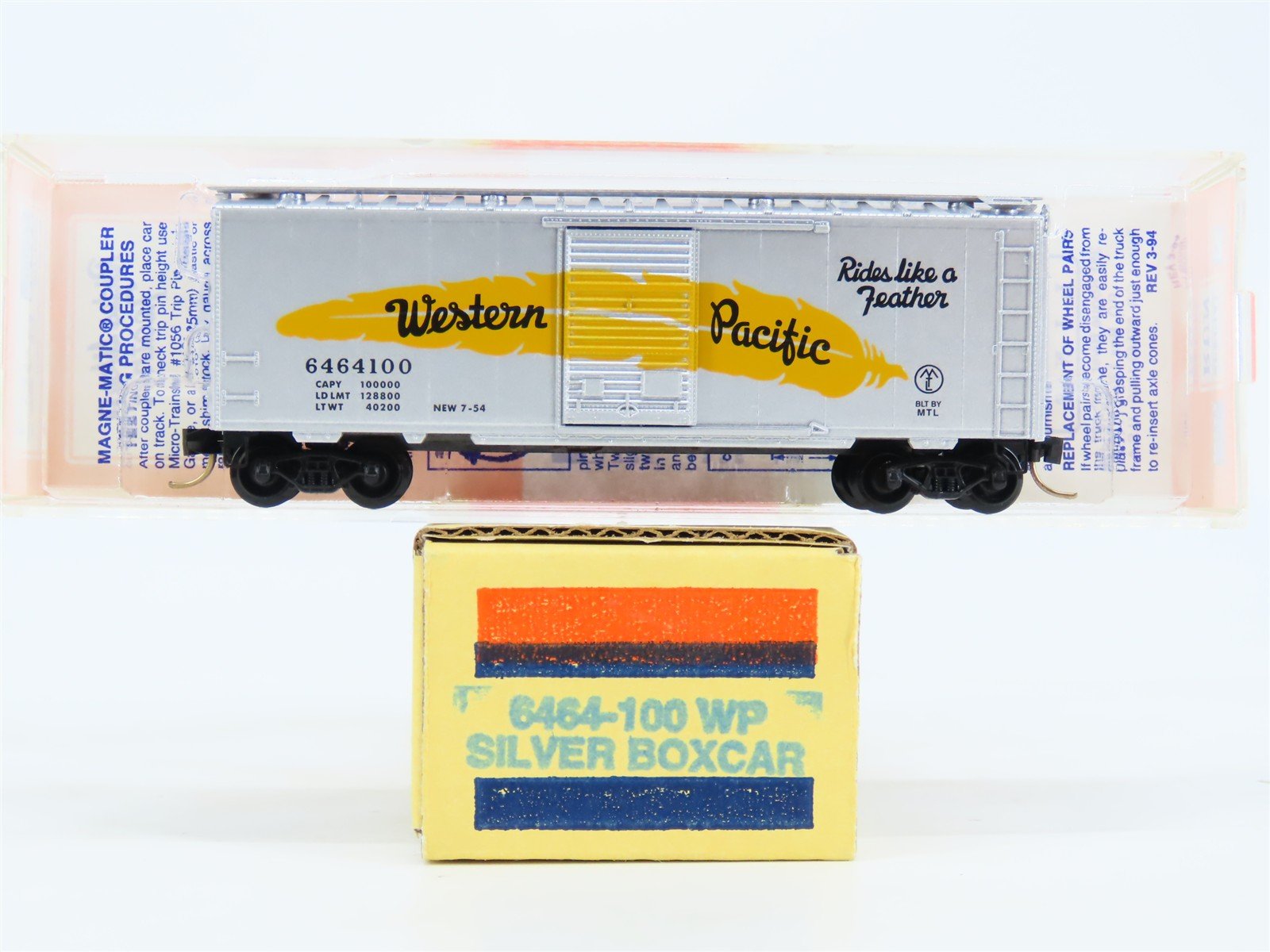 N Scale Micro-Trains MTL 6464-100 Lowell Smith WP Feather Silver Box Car 6464100