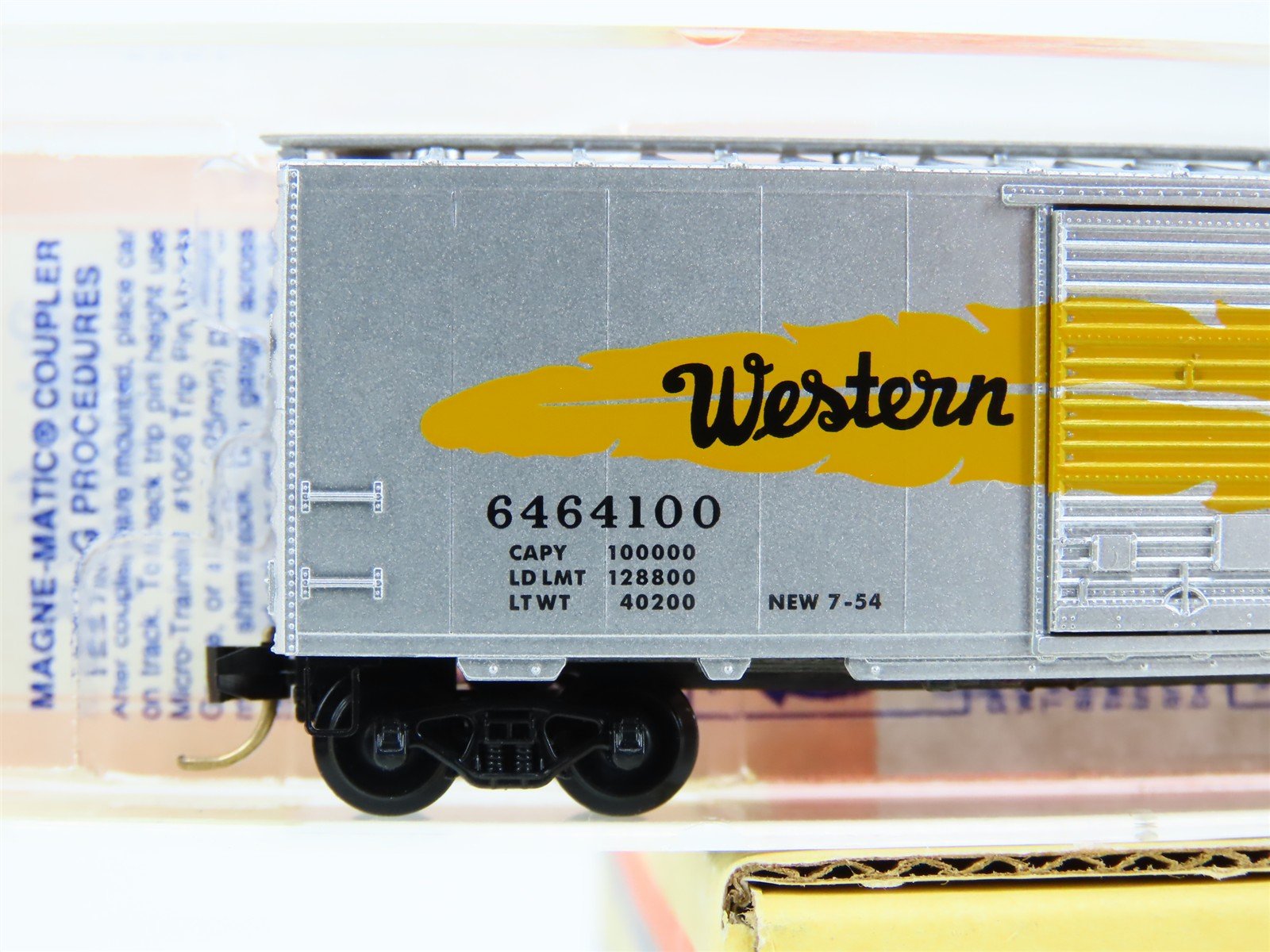 N Scale Micro-Trains MTL 6464-100 Lowell Smith WP Feather Silver Box Car 6464100