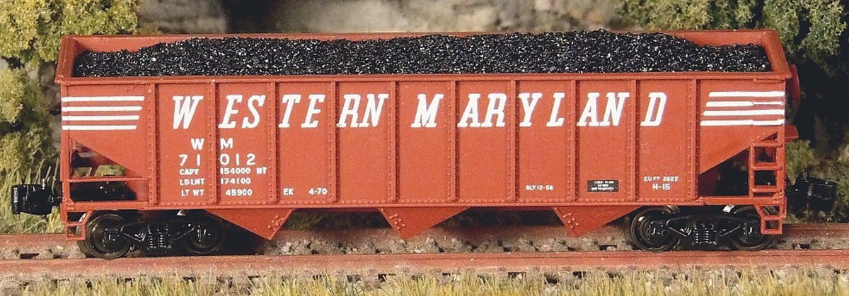 Z FULL THROTTLE FT5011 WM Western Maryland 40&#39; 3-Bay Hoppers w/ Load - Set #1