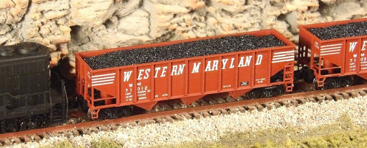 Z FULL THROTTLE FT5011 WM Western Maryland 40&#39; 3-Bay Hoppers w/ Load - Set #1