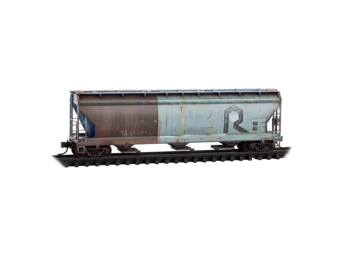 N Micro-Trains MTL 98305100 RUSX/ex-RI 3-Bay Covered Hoppers 2-Pack w/ Graffiti