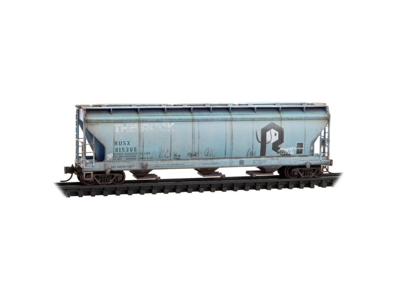 N Micro-Trains MTL 98305100 RUSX/ex-RI 3-Bay Covered Hoppers 2-Pack w/ Graffiti