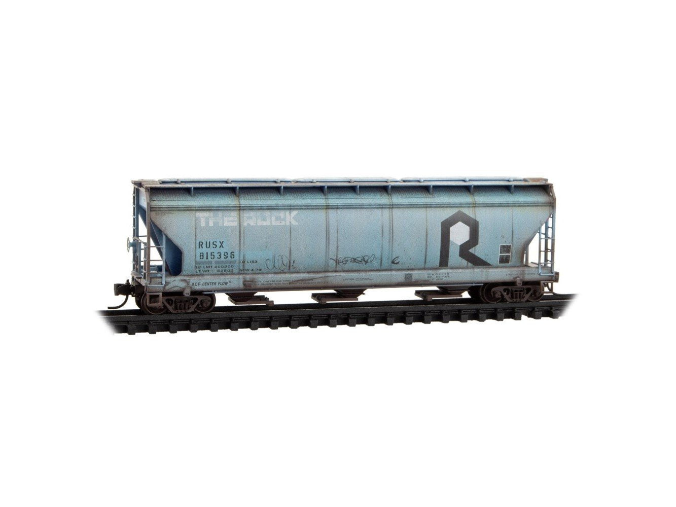 N Micro-Trains MTL 98305100 RUSX/ex-RI 3-Bay Covered Hoppers 2-Pack w/ Graffiti