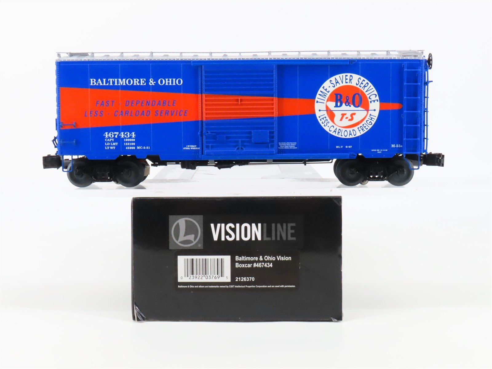 O Gauge 3-Rail Lionel VISION Line 2126370 B&O Time Saver Box Car #467434 w/Sound