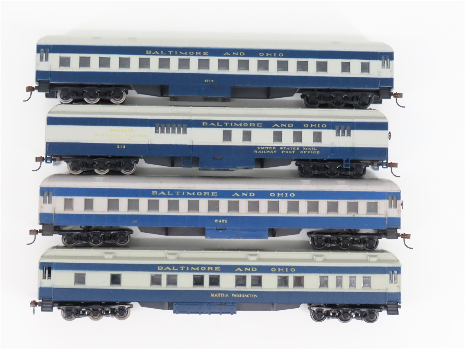 HO Scale Athearn B&O Baltimore & Ohio 4-Car Passenger Set