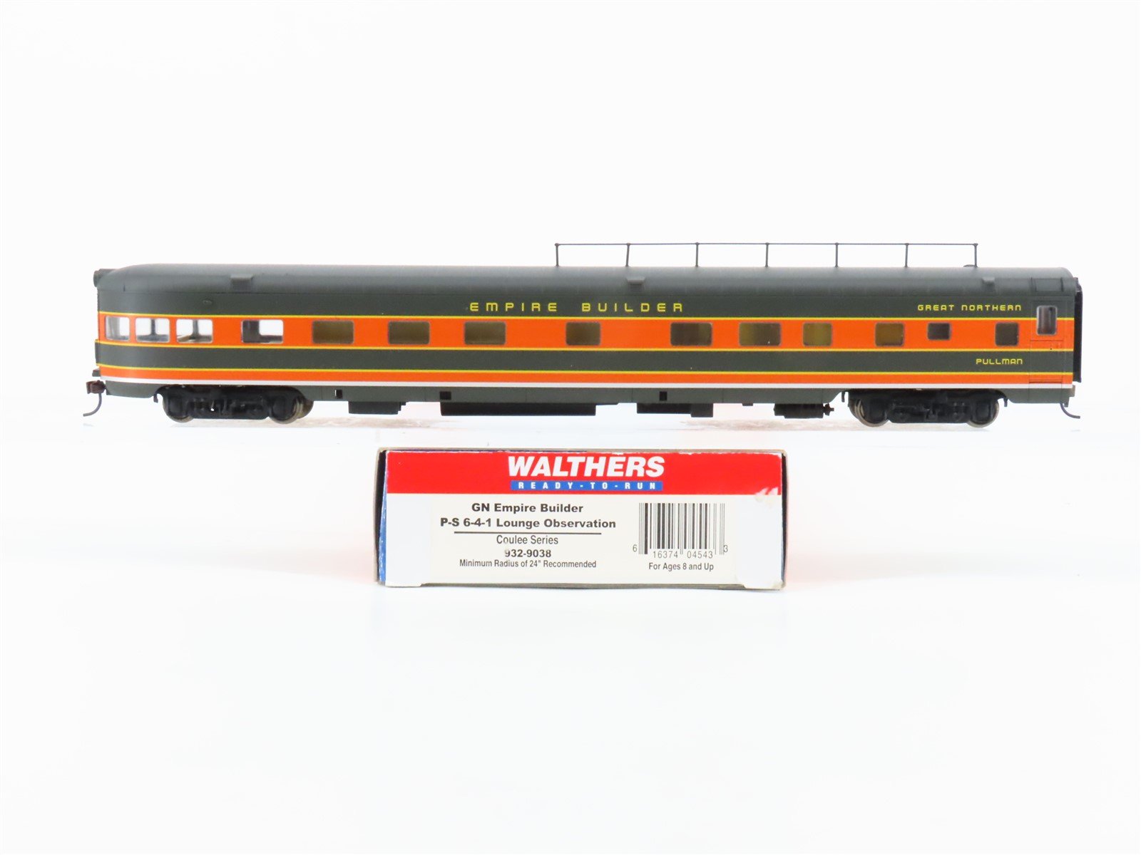 HO Scale Walthers 932-9038 GN Empire Builder 6-4-1 Lounge Observation Passenger