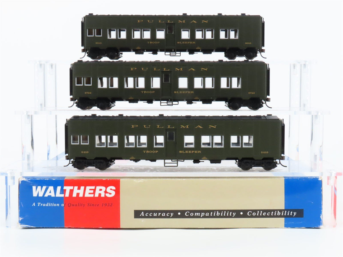 HO Scale Walthers 932-34151 Pullman Troop Sleeper Passenger Car 3-Pack