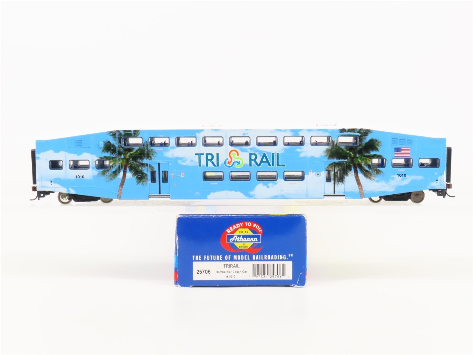 HO Scale Athearn 25706 Tri Rail Bombardier Coach Passenger Car #1010