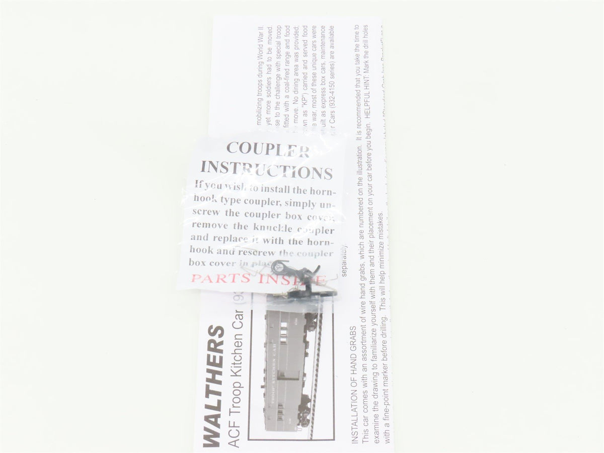 HO Scale Walthers Gold Line 932-4181 ACF Troop Kitchen Car #K-100