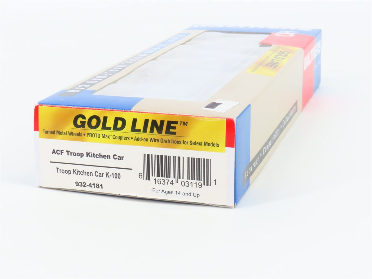 HO Scale Walthers Gold Line 932-4181 ACF Troop Kitchen Car #K-100