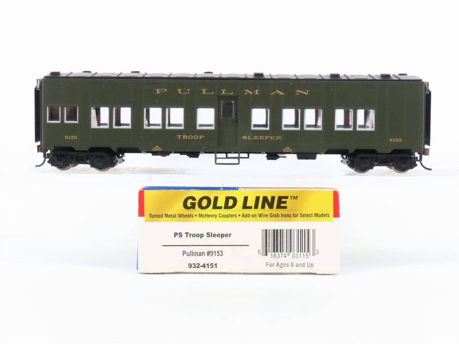 HO Scale Walthers Gold Line 932-4151 Pullman PS Troop Sleeper Passenger #9153