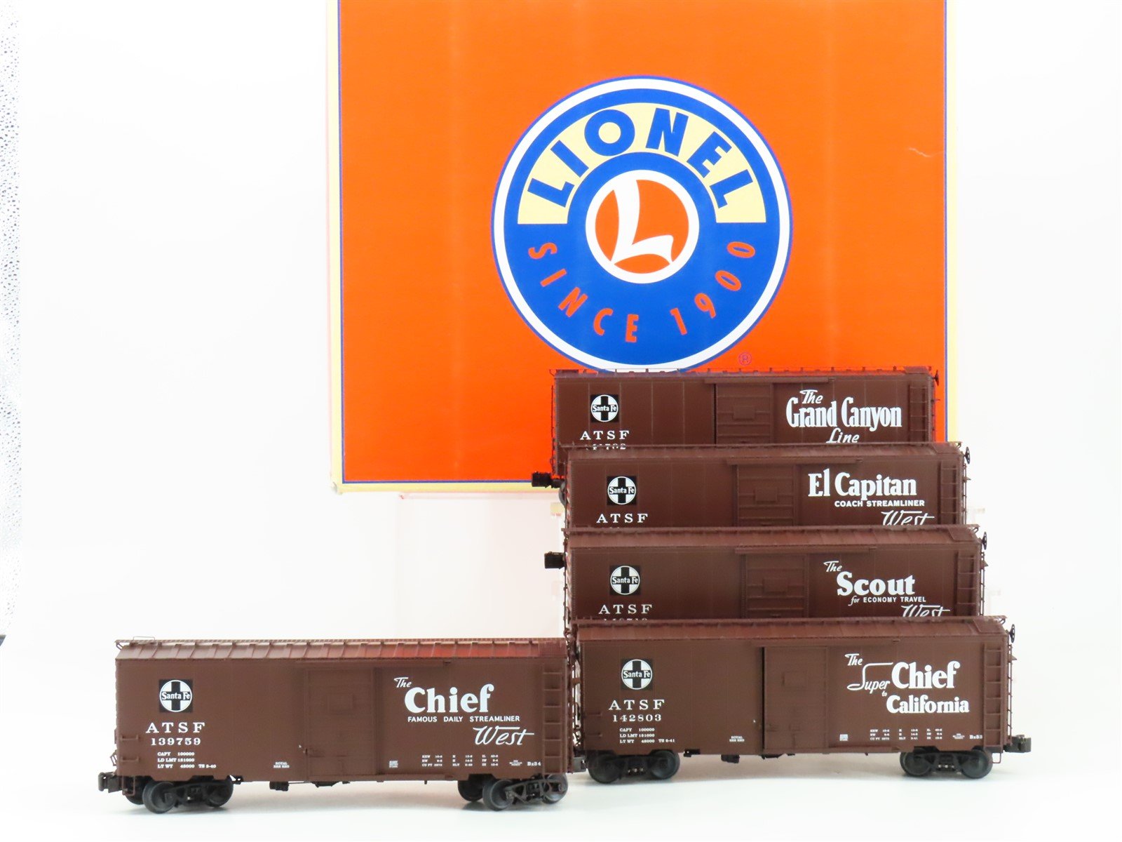 O Gauge 3-Rail Lionel 6-81605 ATSF Santa Fe Map & Slogan Box Car 5-Pack