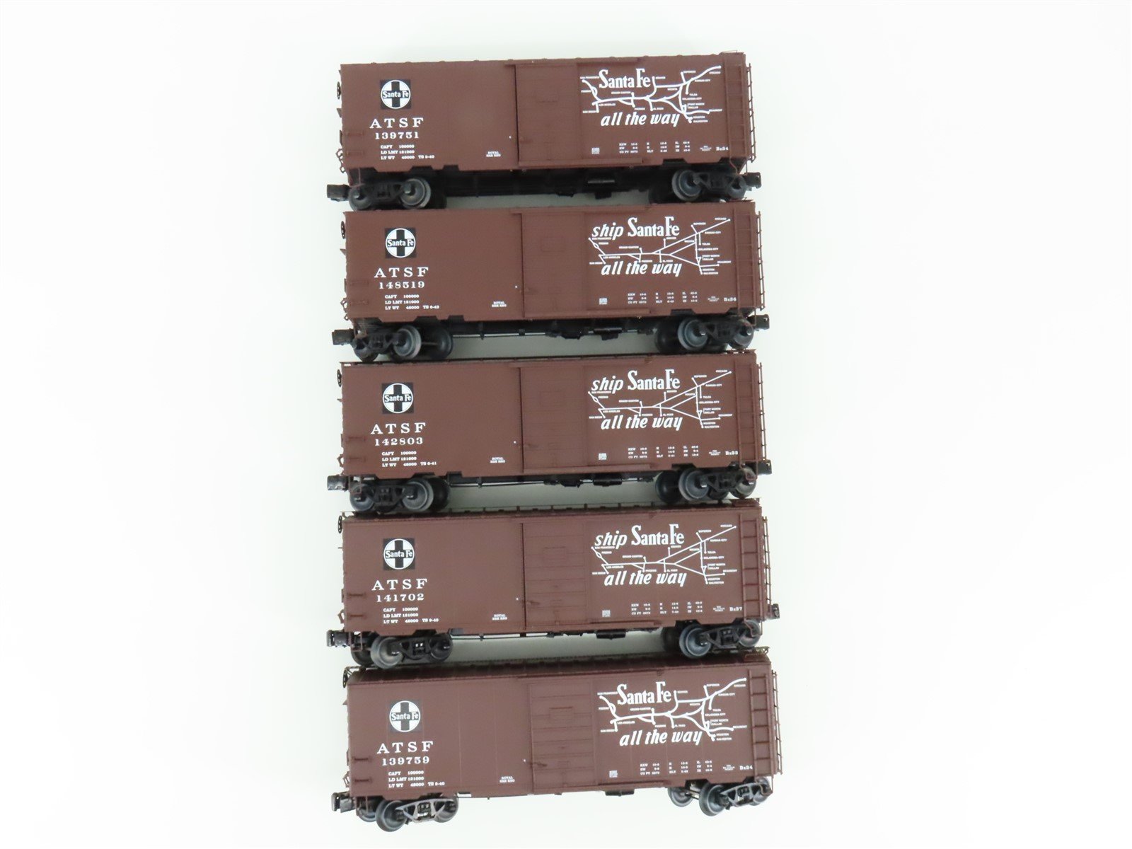 O Gauge 3-Rail Lionel 6-81605 ATSF Santa Fe Map & Slogan Box Car 5-Pack