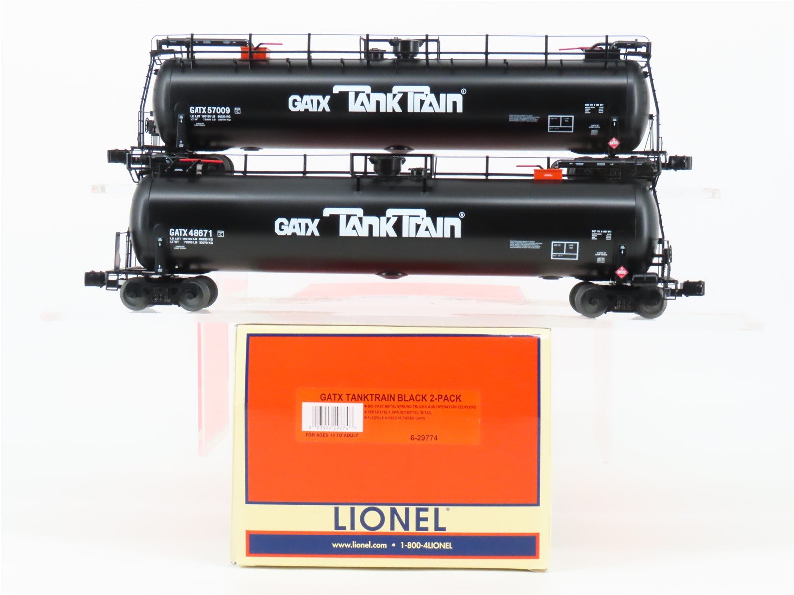 O Gauge 3-Rail Lionel 6-29774 GATX Tanktrain Tank Car 2-Pack