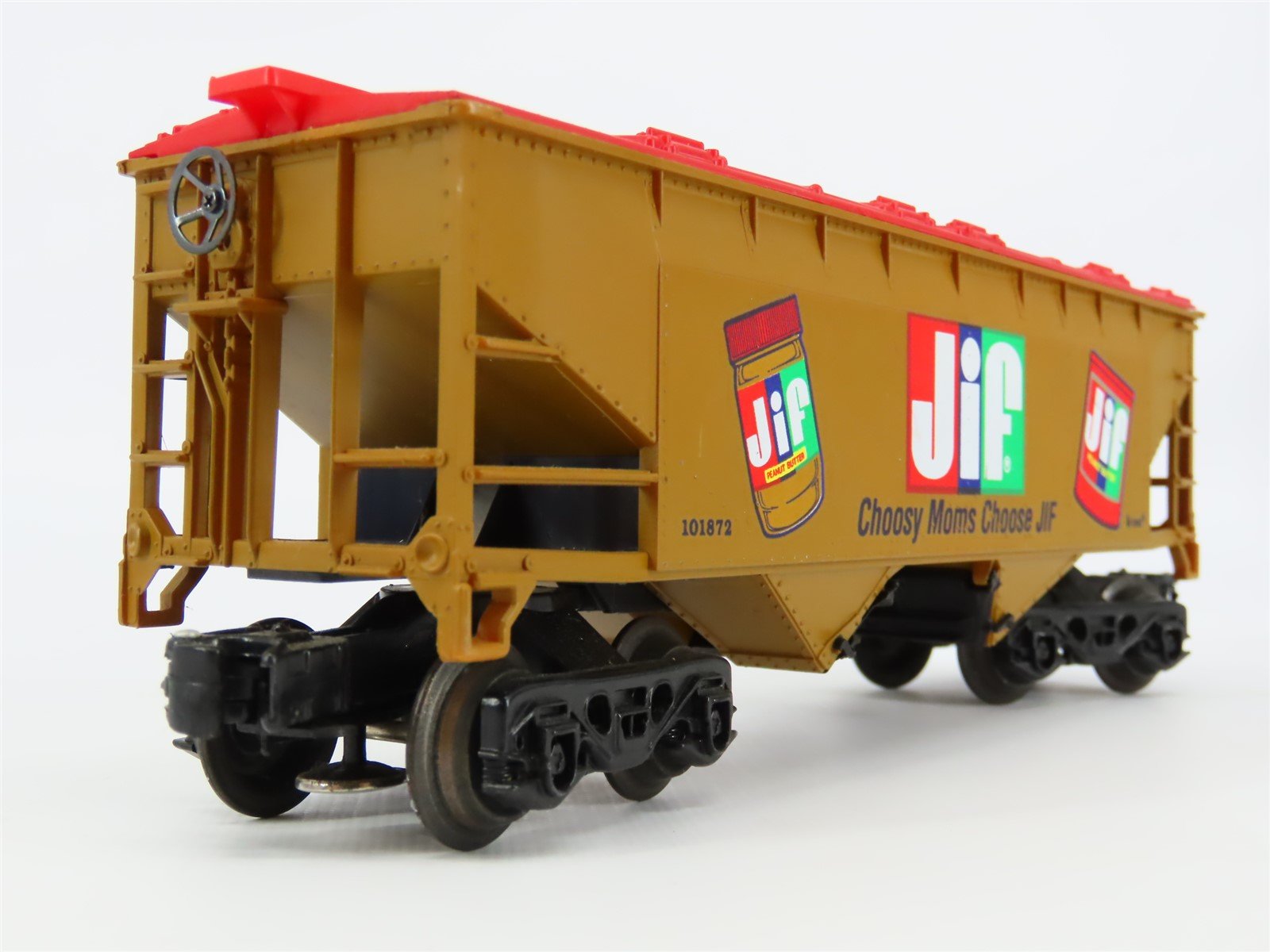 O Gauge 3-Rail K-Line Jif Peanut Butter 2-Bay Covered Hopper #101872