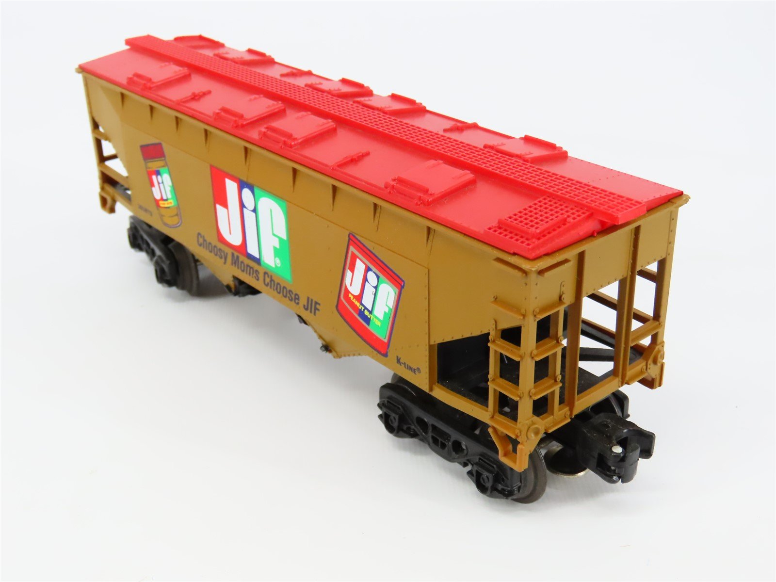 O Gauge 3-Rail K-Line Jif Peanut Butter 2-Bay Covered Hopper #101872