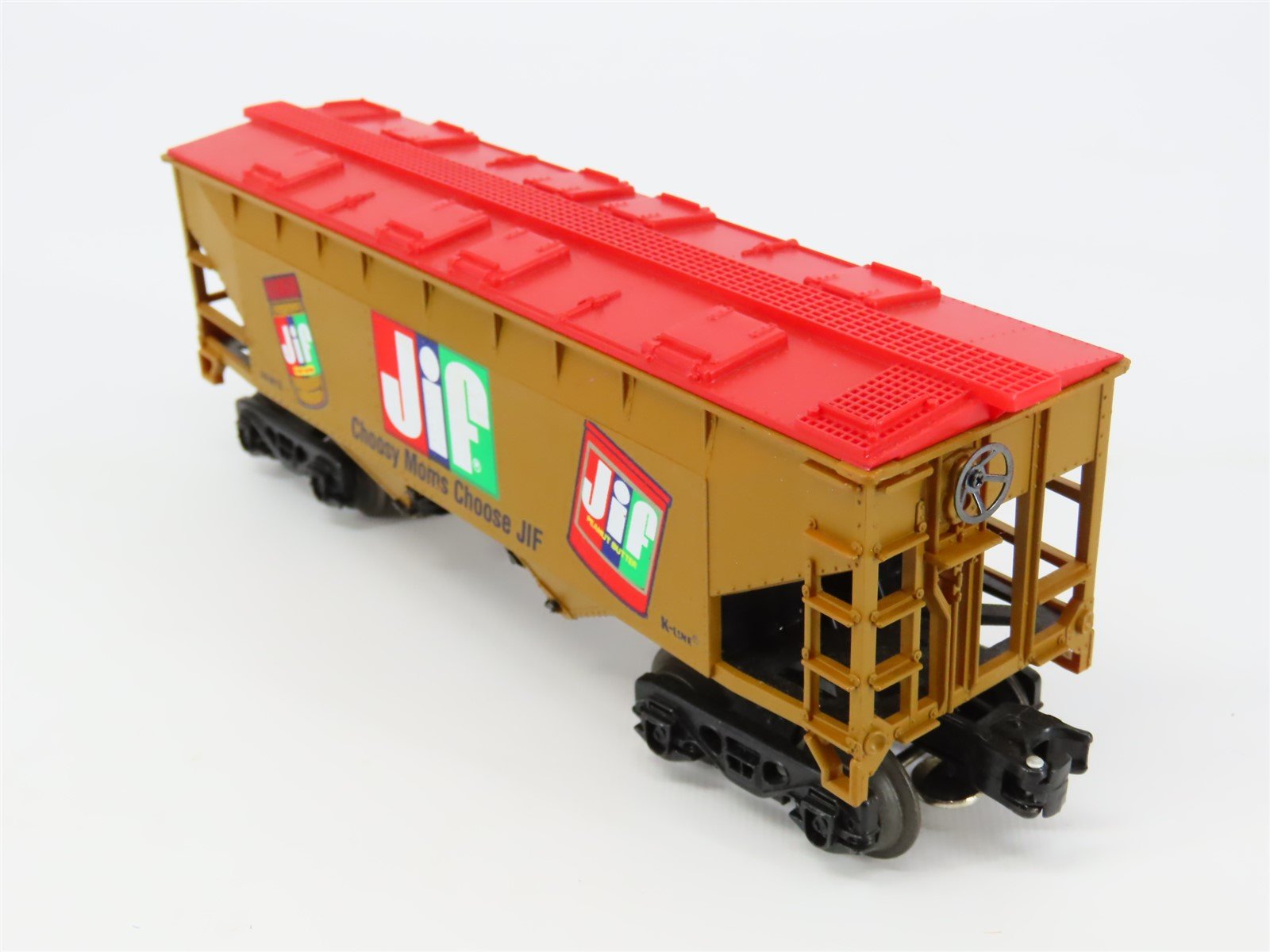 O Gauge 3-Rail K-Line Jif Peanut Butter 2-Bay Covered Hopper #101872