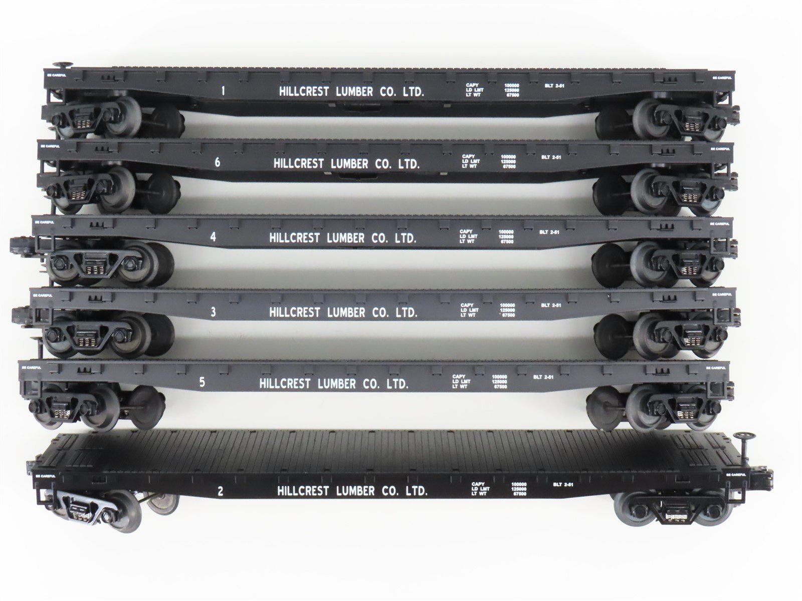 O Gauge 3-Rail MTH 20-98119 Hillcrest Lumber Co Flat Car w/ Logs Set of 6