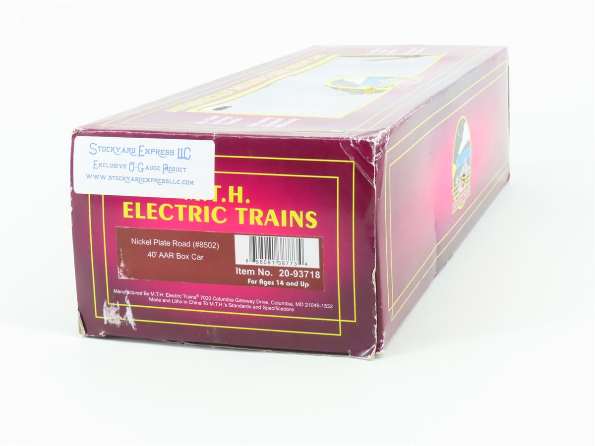 O Gauge 3-Rail MTH 20-93718 NKP Nickel Plate Road 40&#39; Single Door Box Car #8502