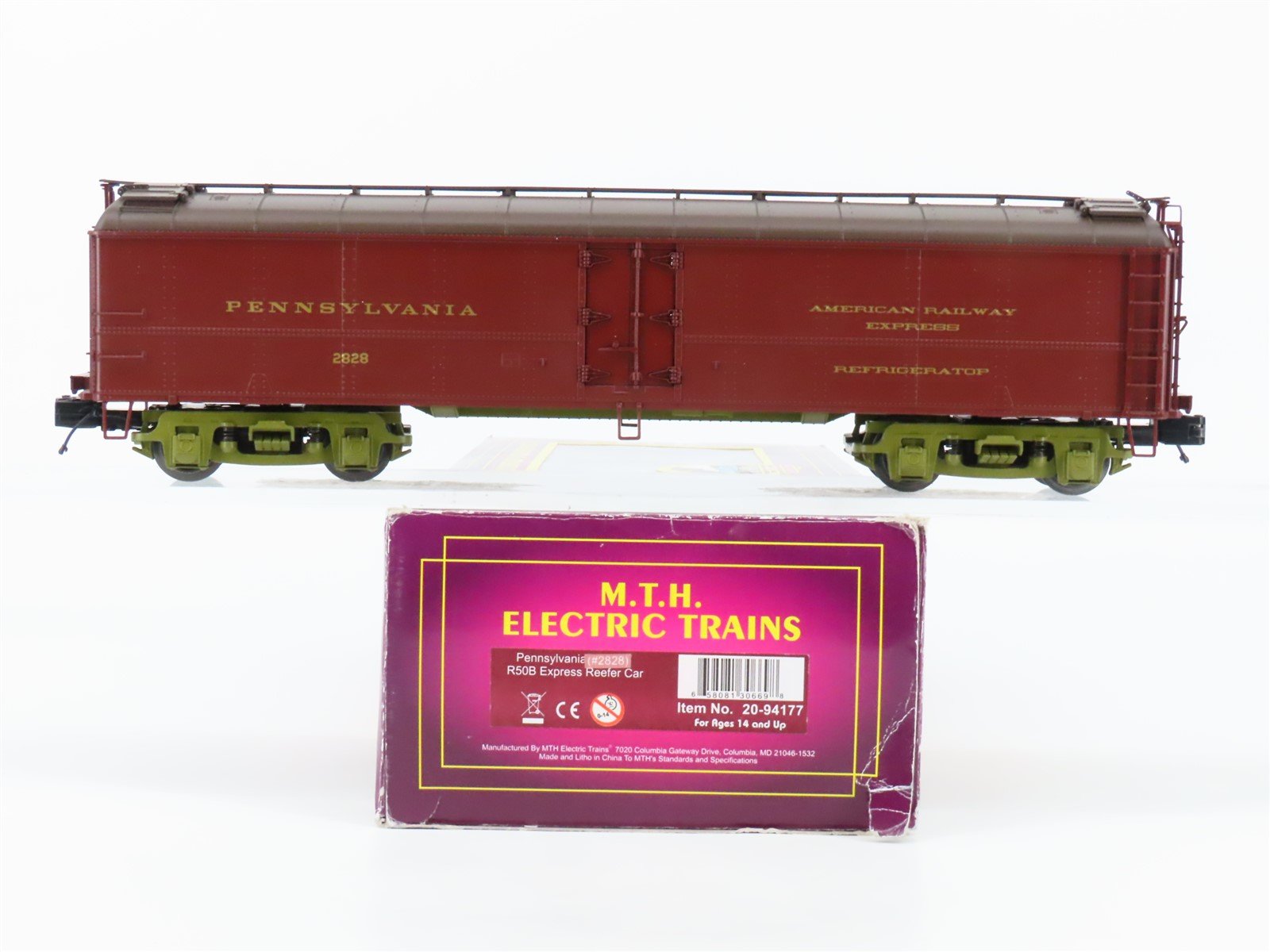 O Gauge 3-Rail MTH 20-94177 PRR Pennsylvania Railroad Express Reefer #2828.