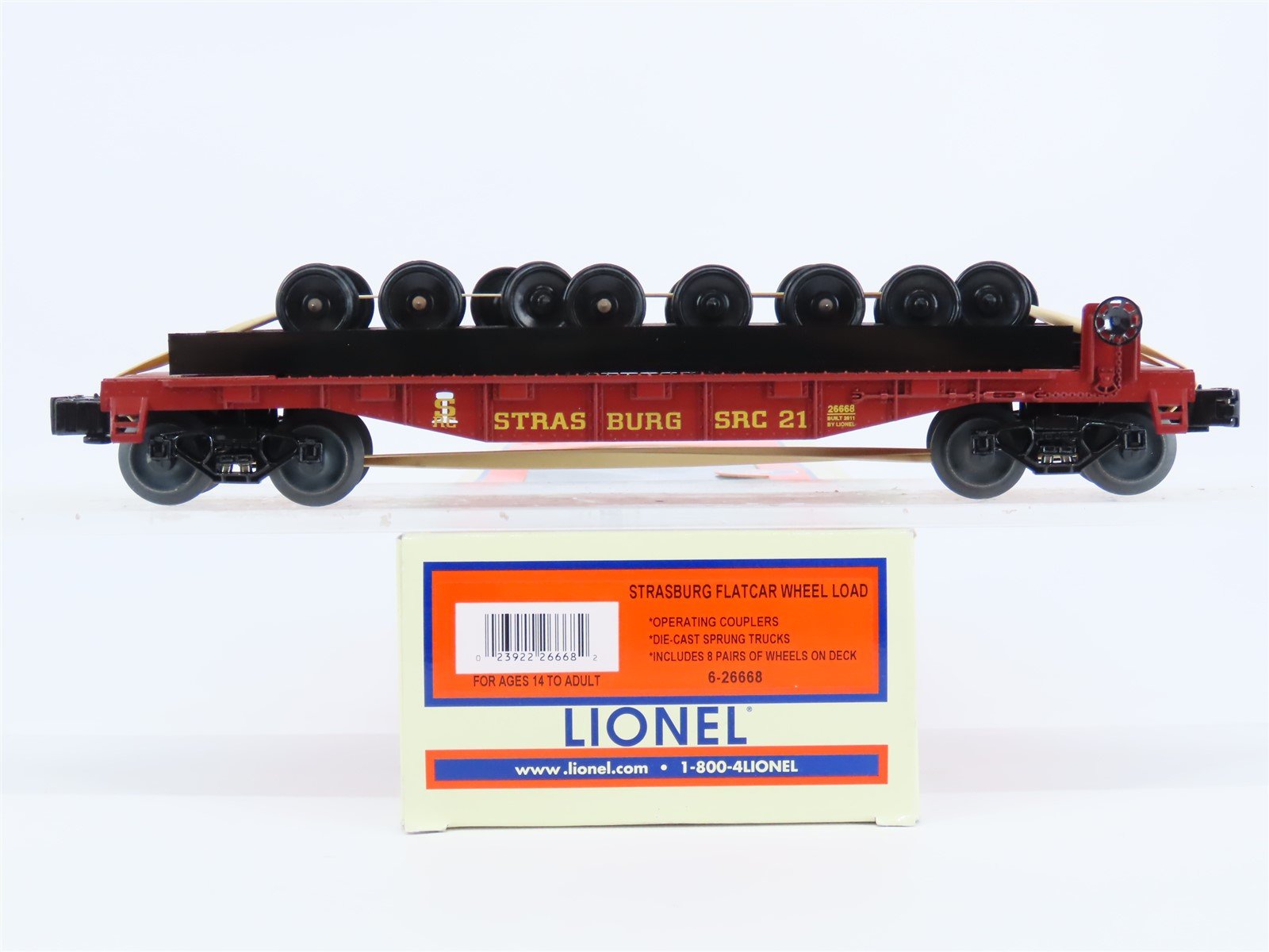 O Gauge 3-Rail Lionel 6-26668 SRC Strasburg Flat Car #21 w/ Wheel Load