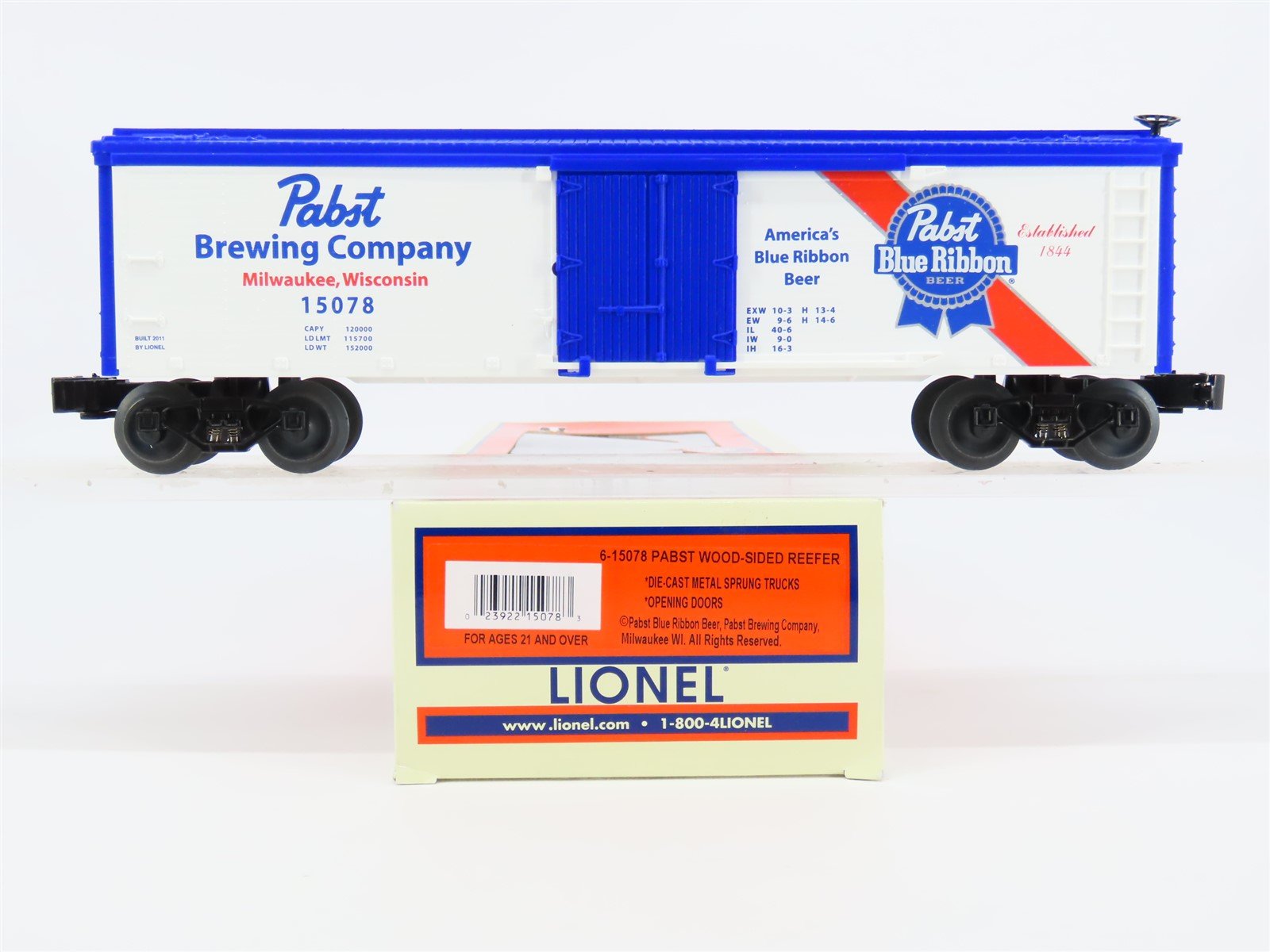 O Gauge 3-Rail Lionel 6-15078 Pabst Blue Ribbon Wood Sided Reefer #15078