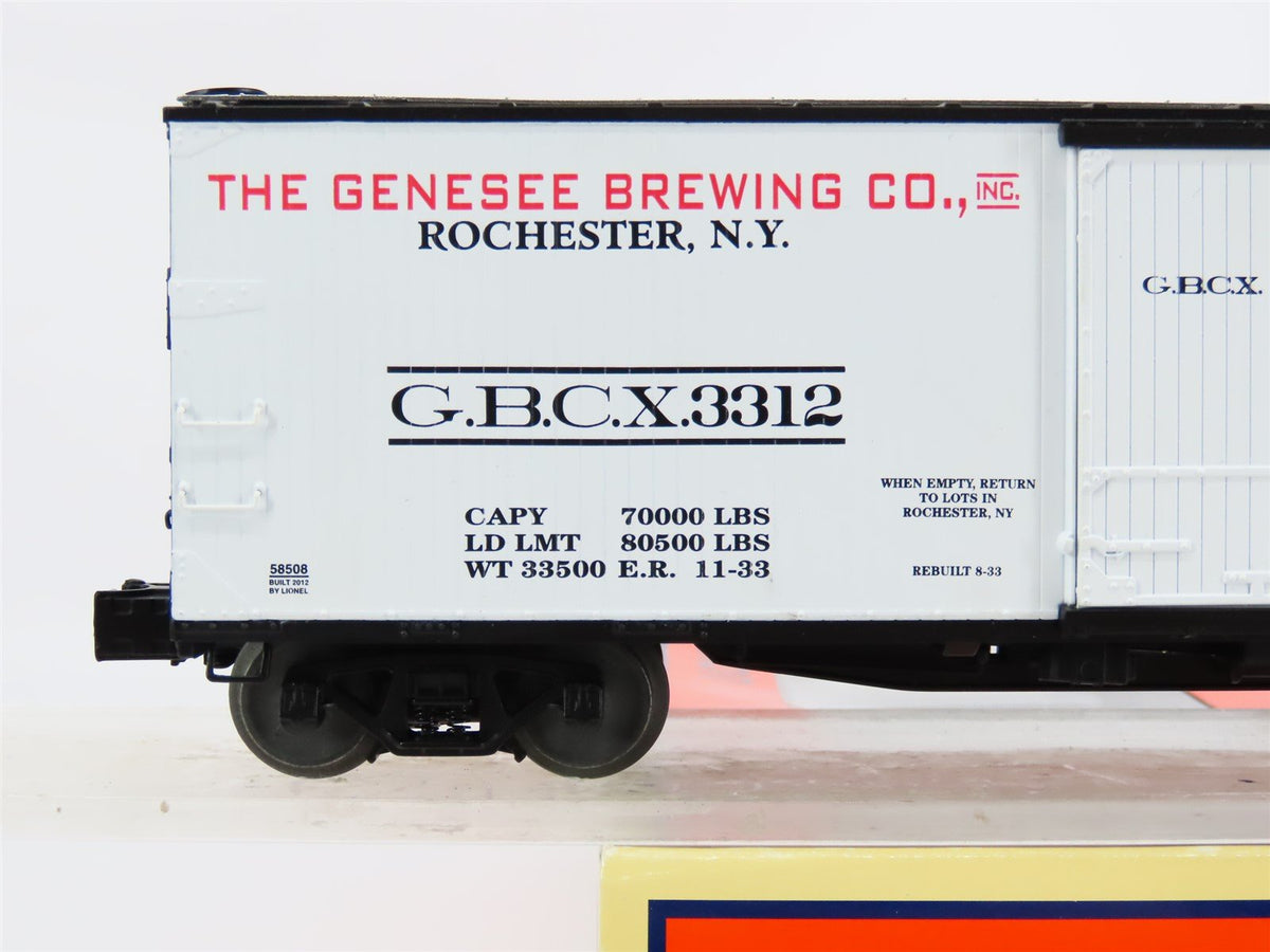 O Gauge 3-Rail Lionel 6-58508 LOTS 2012 GBCX Genesee Beer Box Car #3312