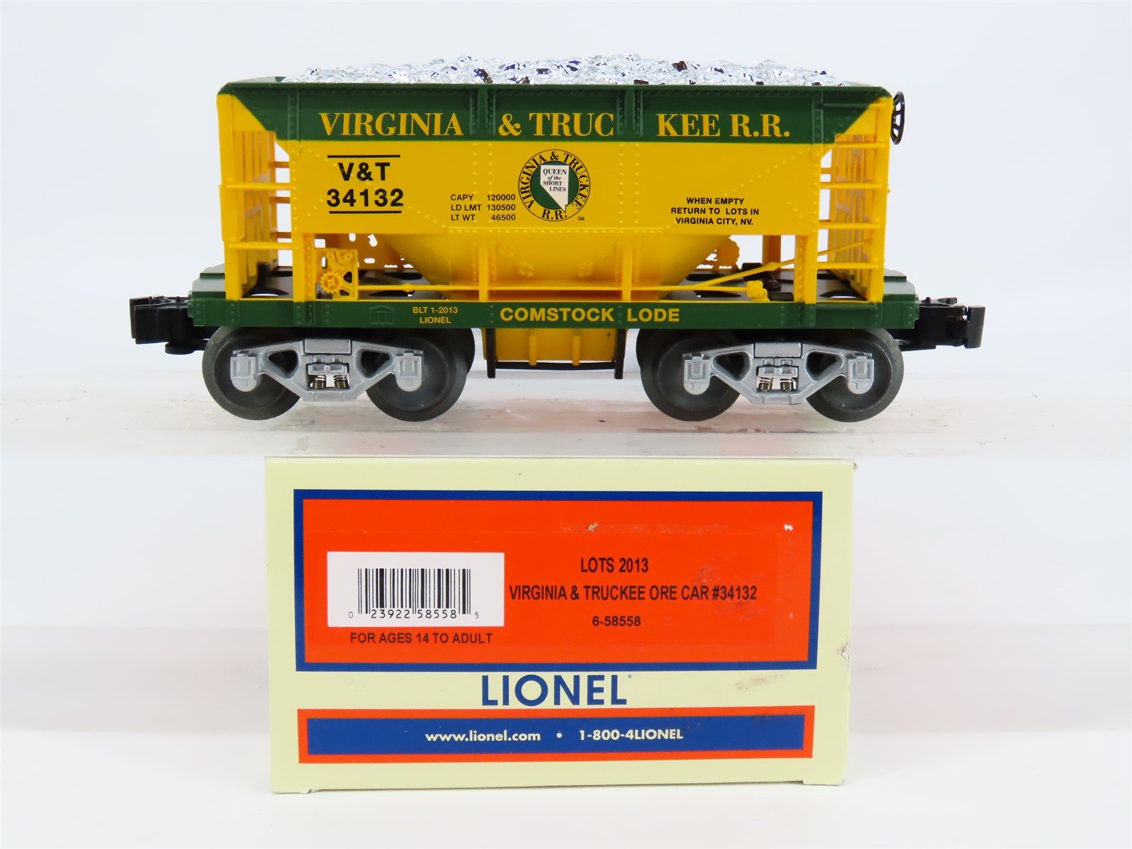 O Gauge 3-Rail Lionel 6-58558 LOTS 2013 V&T Virginia & Truckee Ore Car #34132