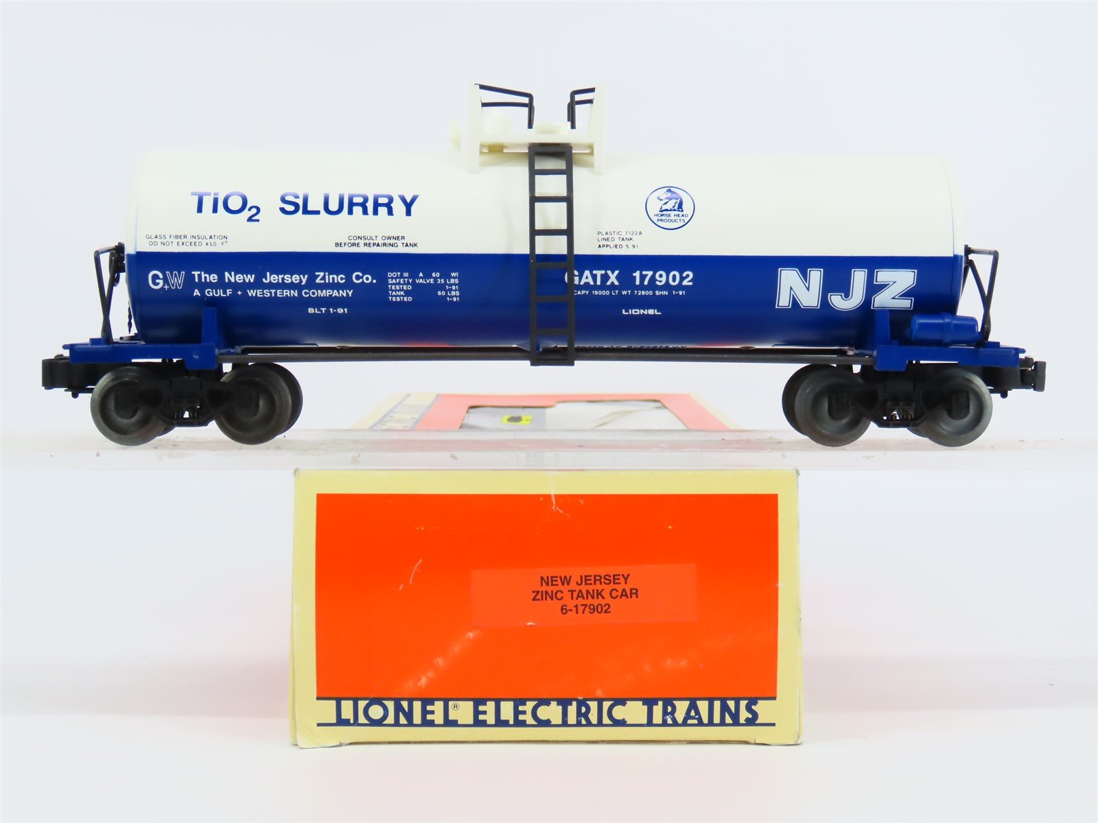 O Gauge 3-Rail Lionel 6-17902 GATX New Jersey Zinc Tank Car #17902