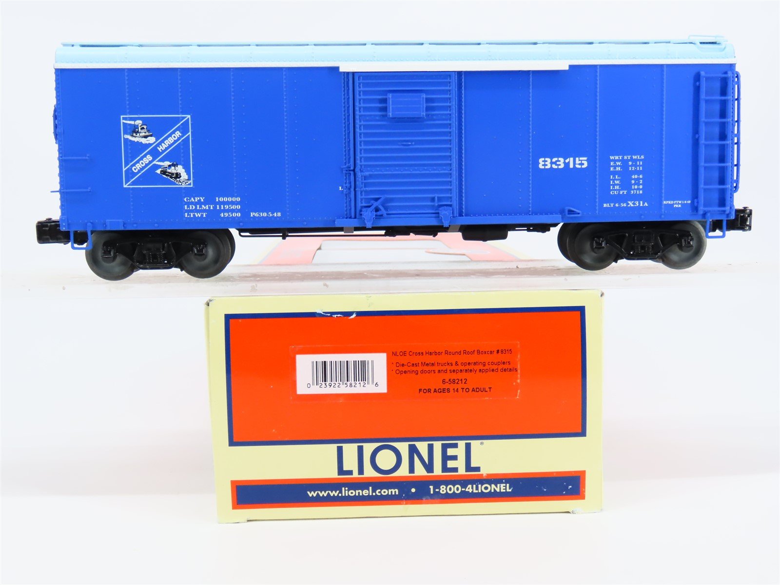 O Gauge 3-Rail Lionel 6-58212 NLOE Cross Harbor Round Roof Box Car #8315