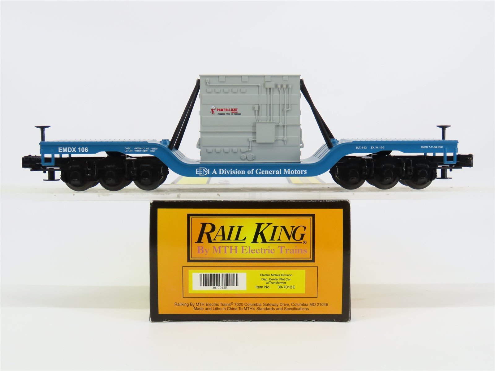 O Gauge 3-Rail MTH Rail King 30-7012E EMDX Flat Car #106 w/ Transformer