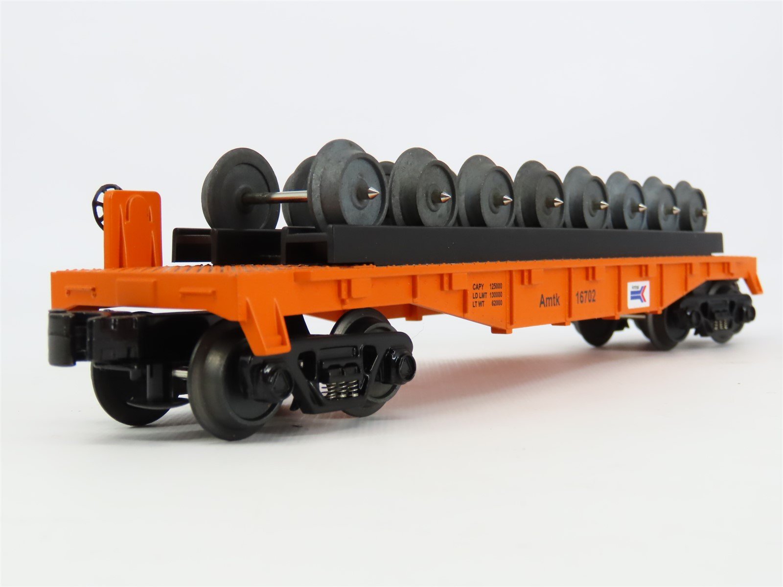 O Gauge 3-Rail MTH Rail King 30-76079 Amtrak Flat Car #16702 w/ Wheel Set