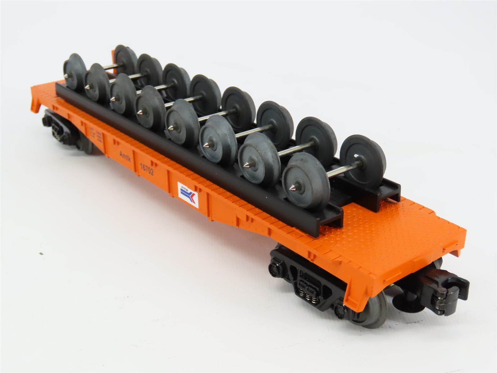 O Gauge 3-Rail MTH Rail King 30-76079 Amtrak Flat Car #16702 w/ Wheel Set