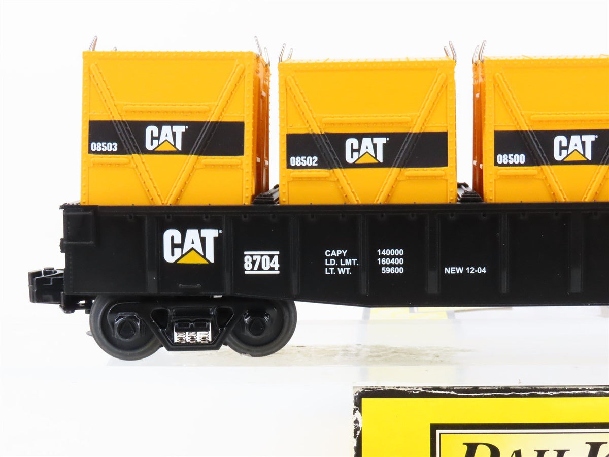 O Gauge 3-Rail MTH Rail King 30-7268 CAT Caterpillar Gondola #8704 w/ Containers