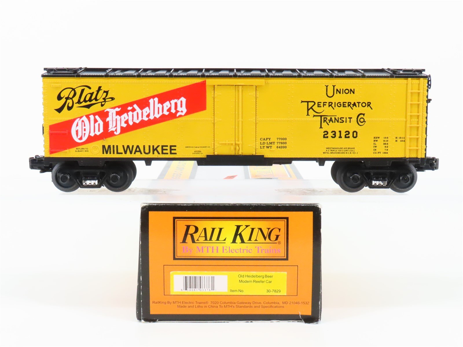 O Gauge 3-Rail MTH Rail King 30-7829 URTC Old Heidelberg Beer Reefer #23120