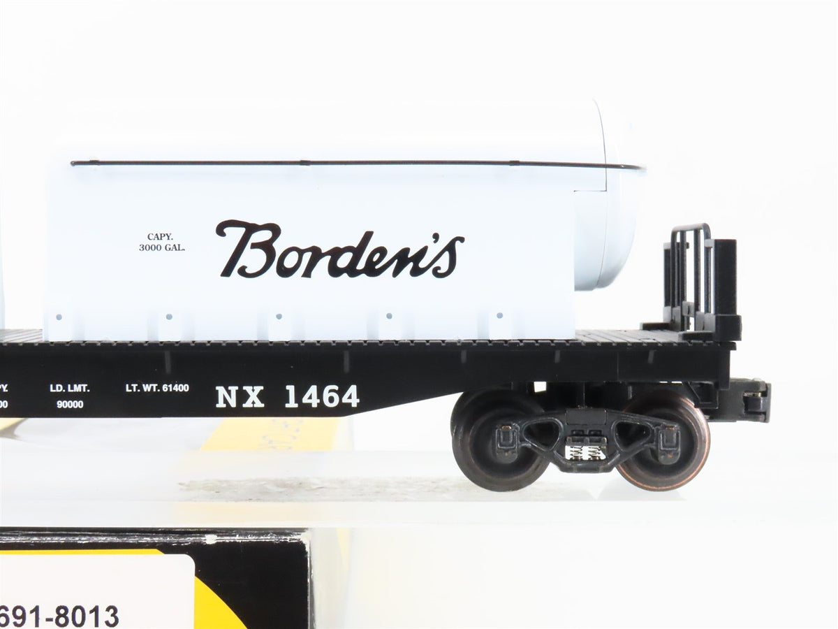 O Gauge 3-Rail K-Line K691-8013 NX Flat Car #1464 w/ Borden&#39;s Milk Containers