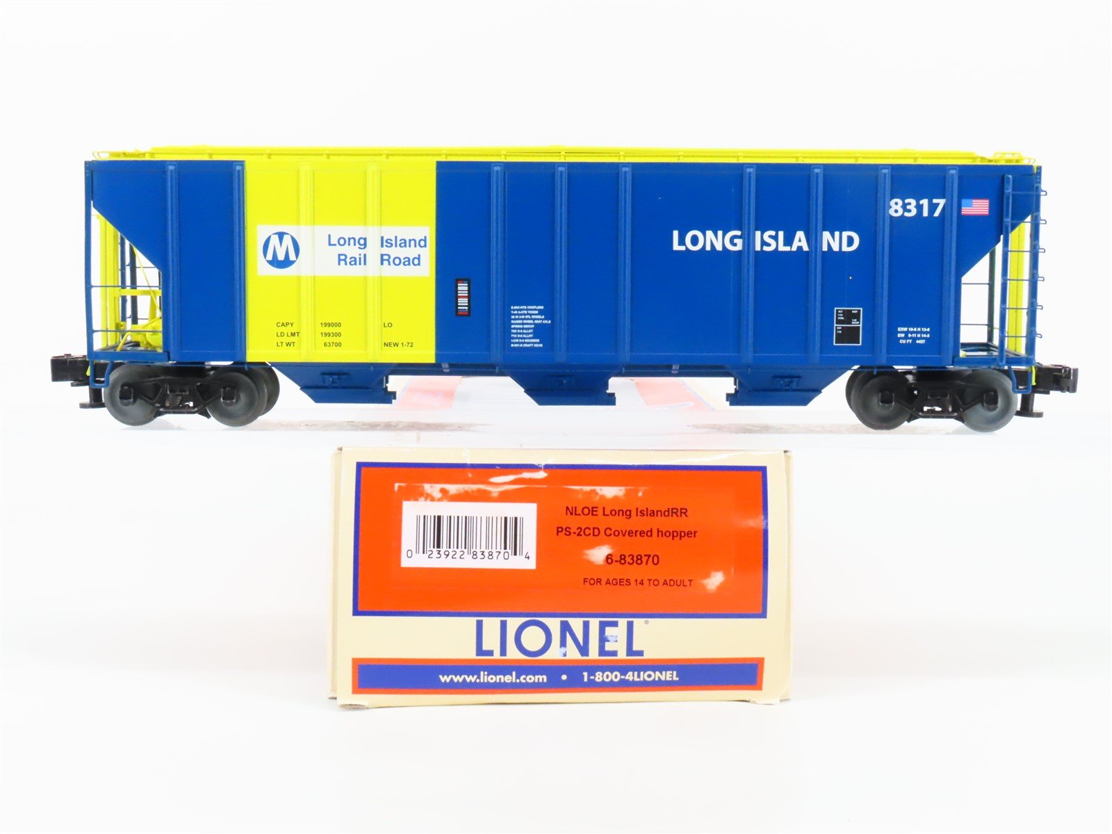 O Gauge 3-Rail Lionel 6-83870 NLOE LIRR Long Island Railroad 3-Bay Hopper #8317
