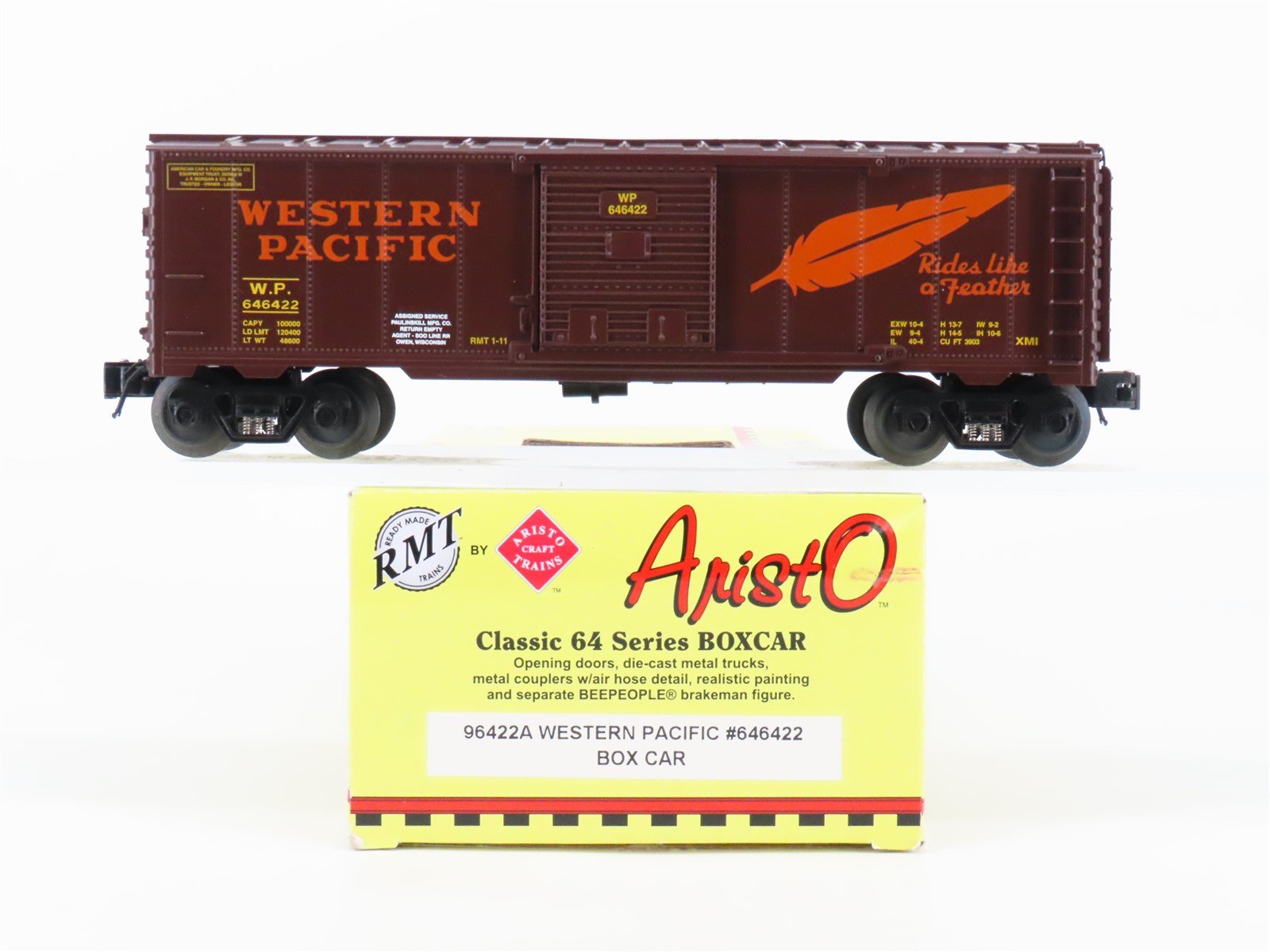 O Gauge 3-Rail Aristocraft 96422A WP Western Pacific Feather Box Car #646422