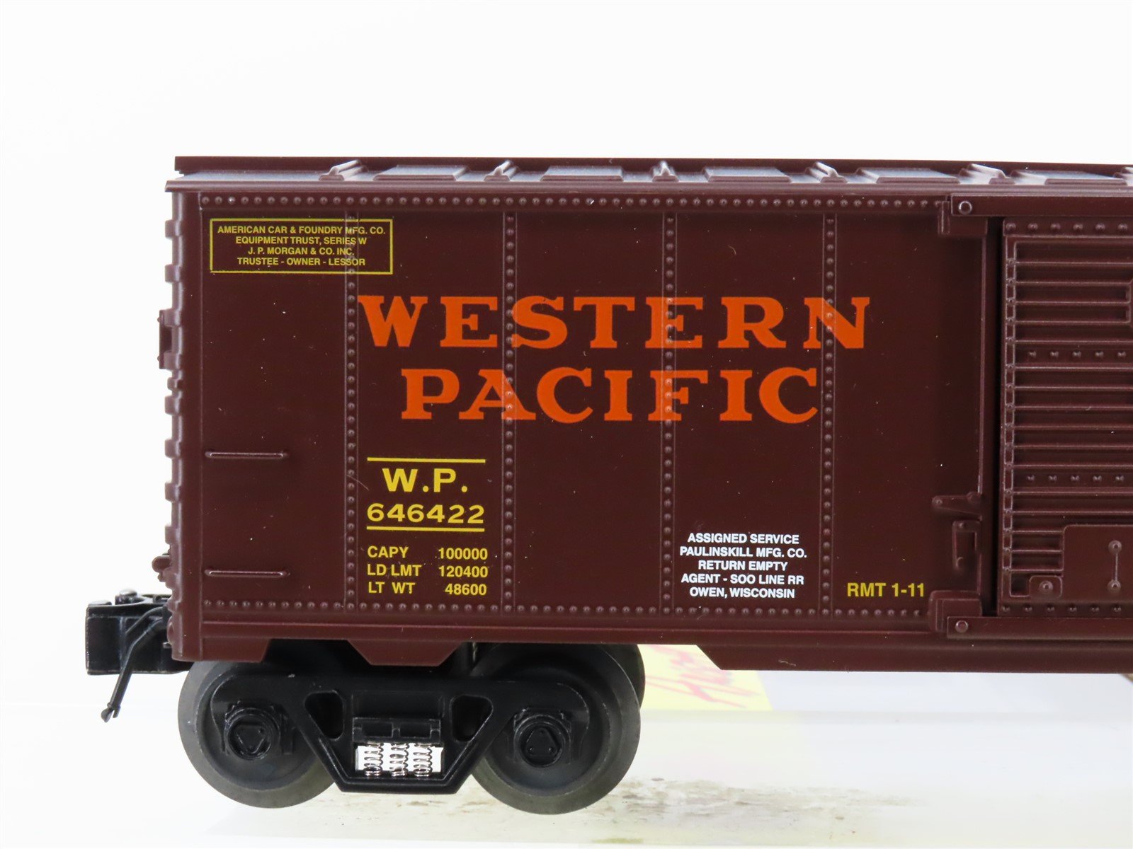 O Gauge 3-Rail Aristocraft 96422A WP Western Pacific Feather Box Car #646422