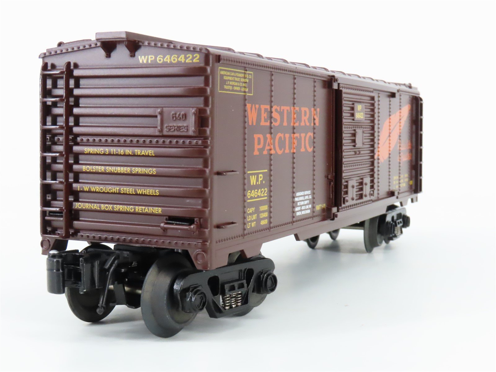 O Gauge 3-Rail Aristocraft 96422A WP Western Pacific Feather Box Car #646422
