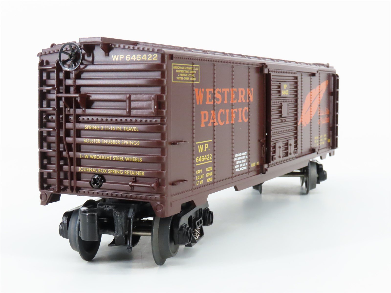 O Gauge 3-Rail Aristocraft 96422A WP Western Pacific Feather Box Car #646422