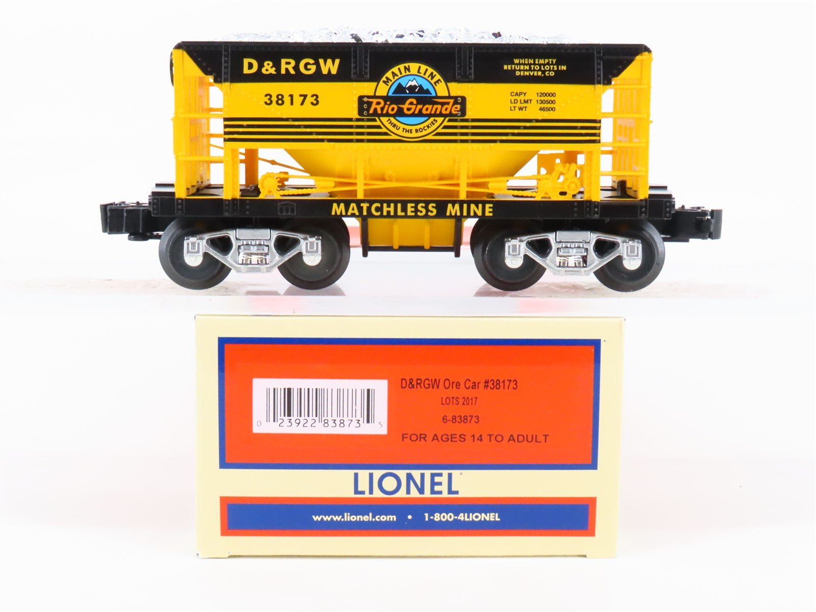 O Gauge 3-Rail Lionel 6-83873 LOTS 2017 D&RGW Rio Grande Ore Car #38173
