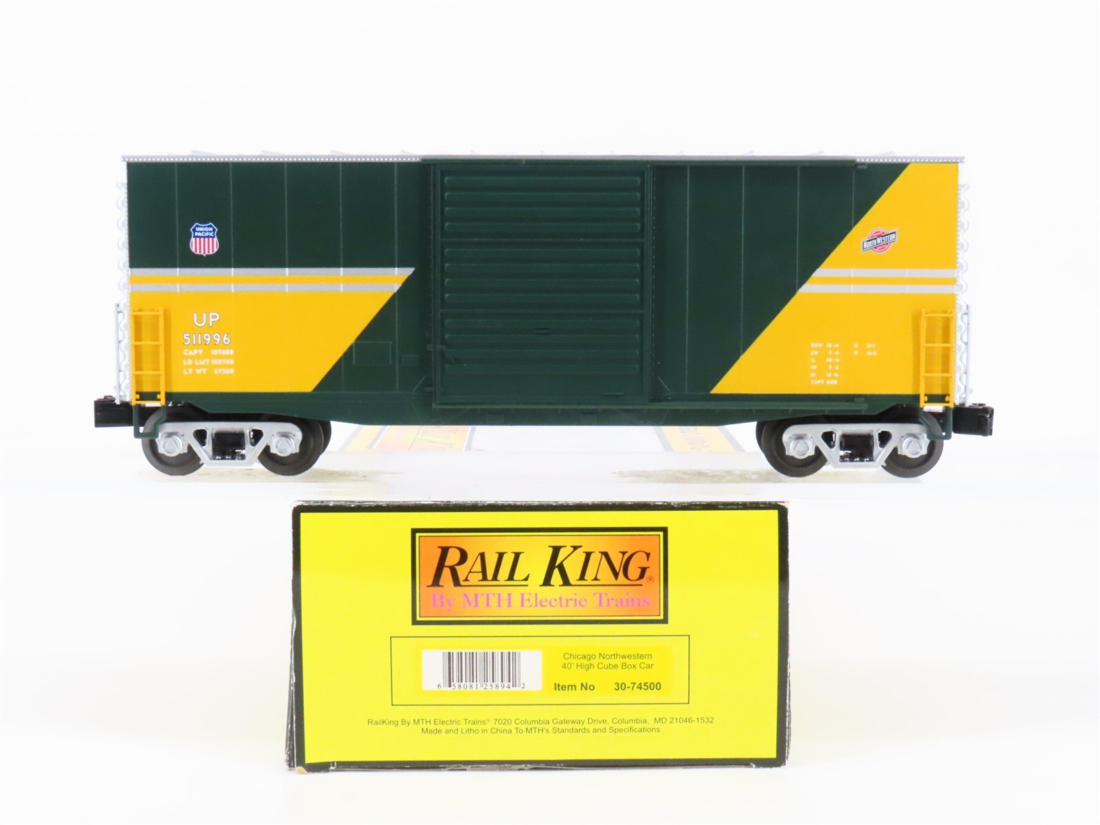 O Gauge 3-Rail MTH Rail King 30-74500 UP CNW Chicago Northwestern Box Car 511996