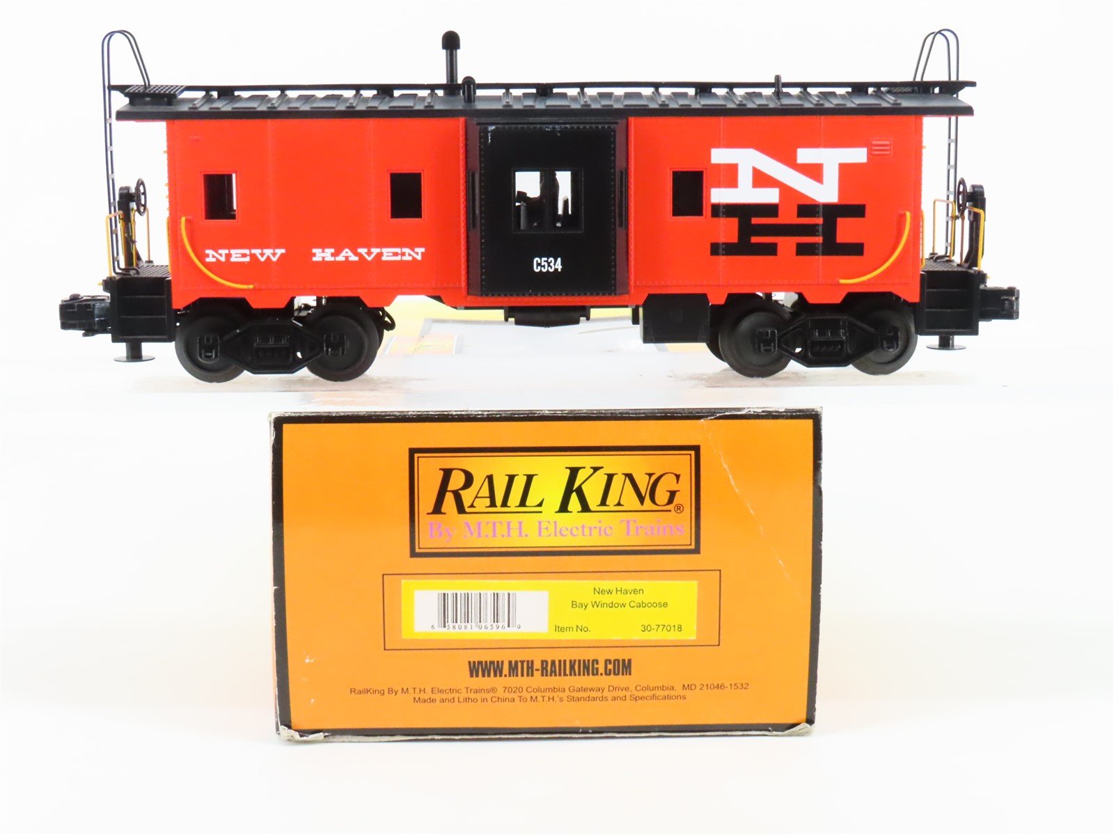 O Gauge 3-Rail MTH Rail King 30-77018 NH New Haven Bay Window Caboose #C534