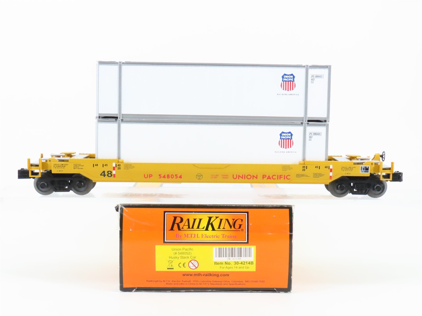 O Gauge 3-Rail MTH Rail King 30-4214B UP Union Pacific Husky Stack Car #548052