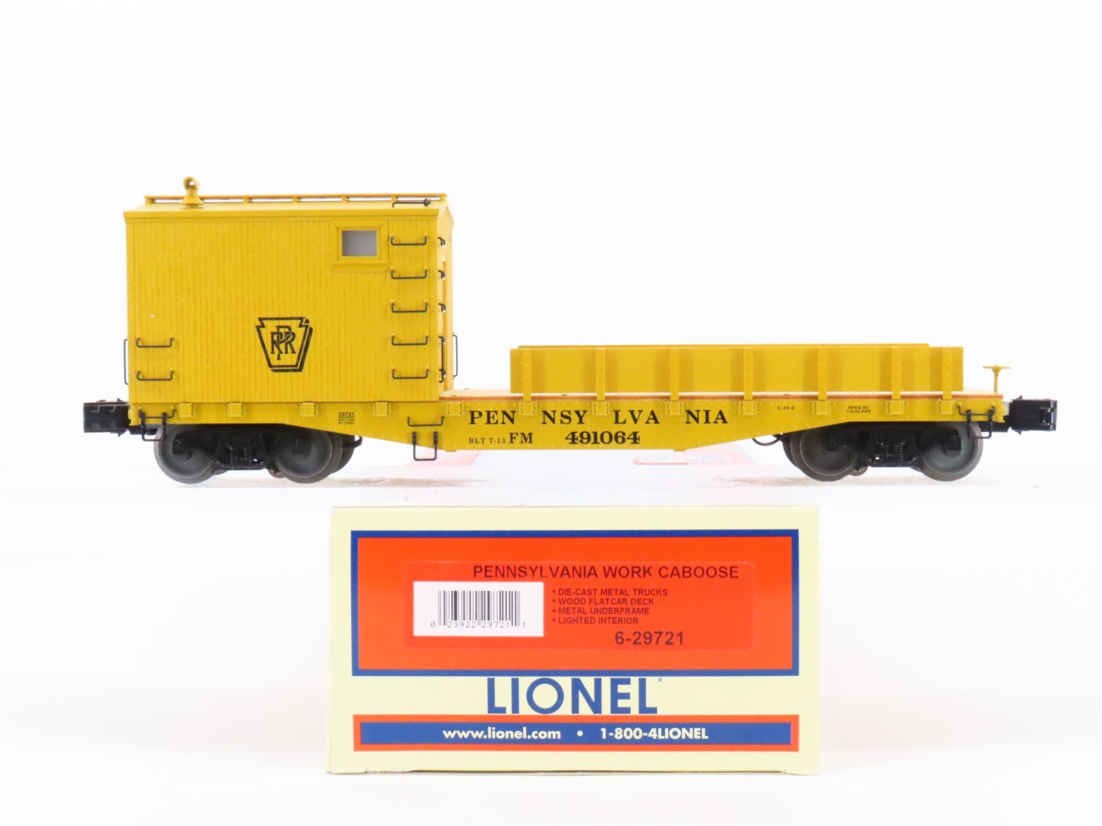 O Gauge 3-Rail Lionel 6-29721 PRR Pennsylvania Railroad Work Caboose #491064